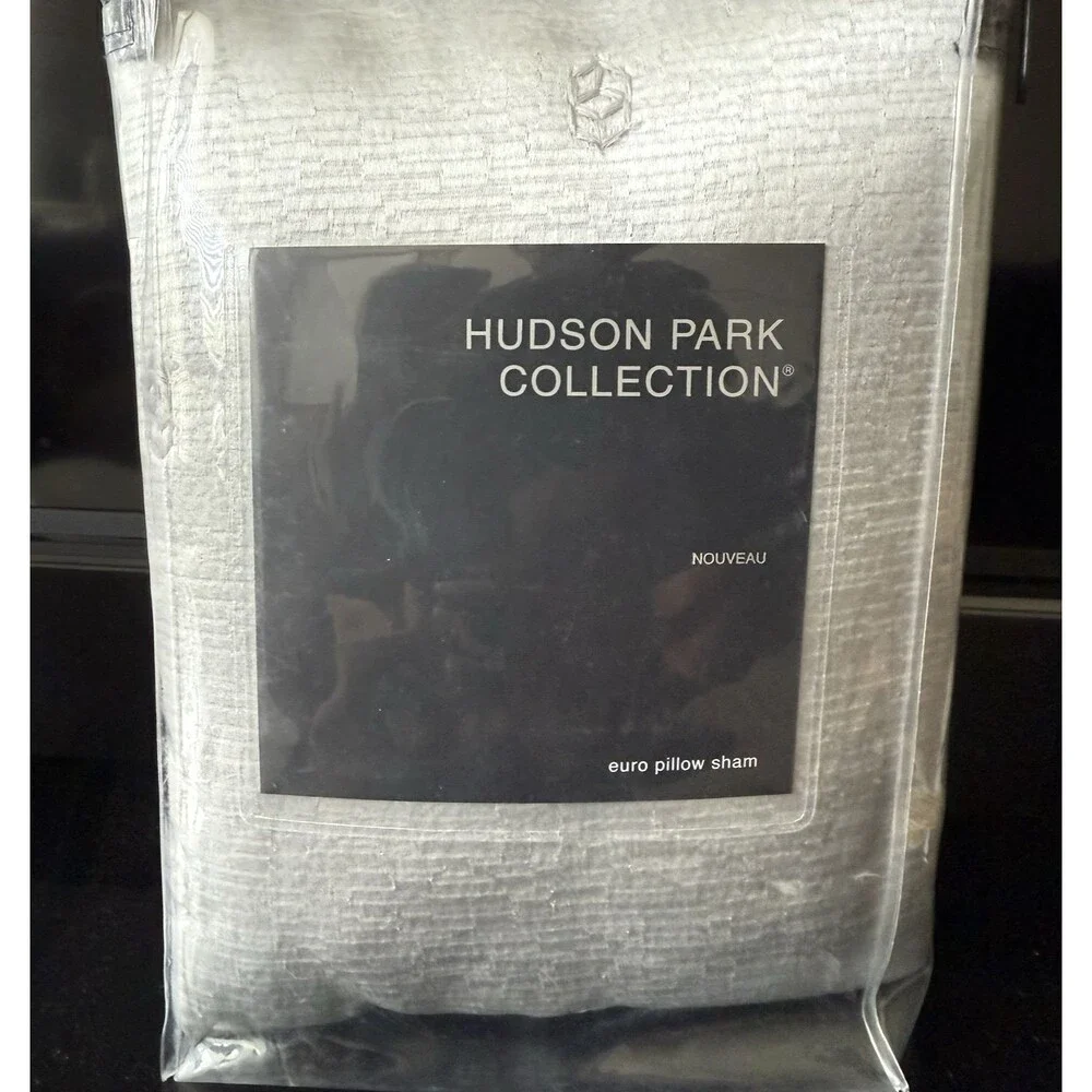 Hudson Park Nouveau Quilted EURO Sham Silver Color - Retail $150
